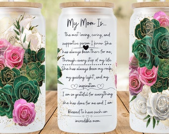 My Mom Is... 16oz Libbey Glass Can Tumbler Sublimation Design - Seamless 16 oz Libby Design Download - Coffee Libbey Cup - Mother's Day Gift