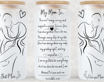 Mom Gift Libbey 16oz Glass Can Tumbler Design, Mothers Day PNG Glass Can, Mother's Day Libbey 16oz Tumbler Wrap, Png Digital Download Only