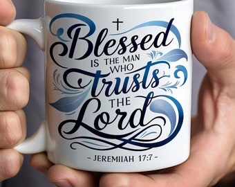 Christian Man 11 oz and 15 oz Full Mug Wrap Template, Dad Birthday Gift Png, Religious Sublimation Png Design, Jesus PNG, Bible Verse Png
