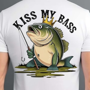 Funny Fishing PNG: Retro Kiss My Bass Design (Digital Download)