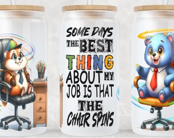 Sarcastic Funny Office Glass Can Wrap PNG, 16oz Libbey Sublimation Design, Animal Sublimate Designs, Digital Download Only