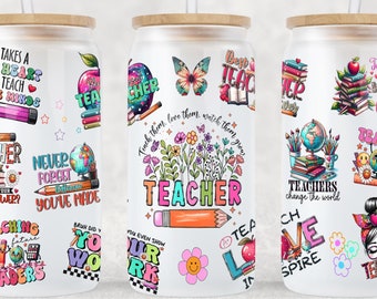 Teacher Appreciation Libbey Glass Can Sublimation Design (Digital Download)