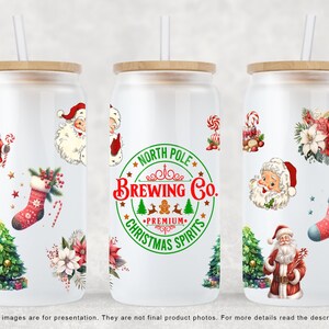 Funny Christmas 16oz Libbey Glass Can Wrap Digital Sublimation Design, North Pole Brewing Company Can Template, Sassy Sarcastic Funny Design