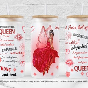Inspirational Black Woman 16oz Libbey Glass Can Sublimate Design, Positive Affirmations Design, Black Girl Wrap, PNG File Digital Download
