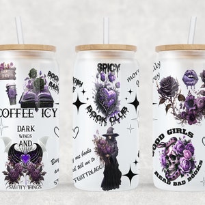 Booktok Bad Book Club Spicy Book Reader 16oz Glass Can Tumbler Sublimation Design Digital Download PNG Instant DIGITAL ONLY, Gothic png Gift