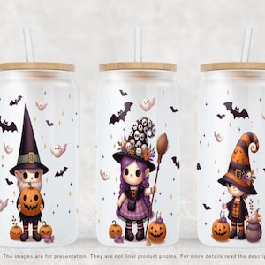 Funny Little Gnomes Libbey Glass Can Tumbler Sublimation Design, Bats Witch Sublimate Designs, Fall Autumn Libbey Cup, Can Tumbler PNG Only