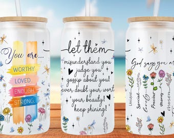 Let Them 16oz Libbey Glass Wrap PNG, Black Girl Affirmations Glass Can Design, UV DTF Daily Affirmations Wrap, Sublimation Png Download