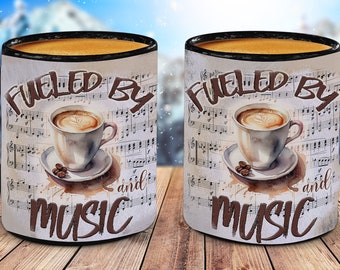 Coffee and Music Mug Wrap Sublimation Design (Digital Download)