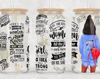 Afirmación de mujer negra fuerte: Libbey Can Wrap: Descarga digital PNG