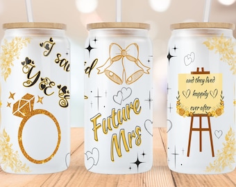 Bride To Be Libbey Glass Can Tumbler Wrap: Bridal Sublimation Design (PNG File)