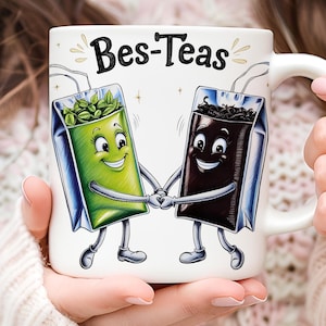 Bes-Teas 11oz & 15oz Mug Wrap, Cute Mug Wrap Sublimation Design PNG, Bestie Cup Template, Best Friend Ever Mug PNG file Digital Download