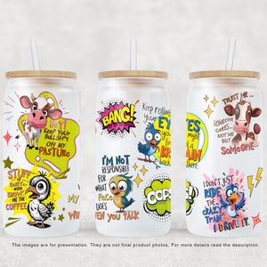 Citazioni divertenti e sarcastiche 16oz Libbey Glass Can Tumbler Design a sublimazione Divertenti design a sublimazione Caffè Libbey Cup Pop Art Tumbler Design PNG