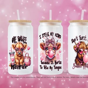 Sarcastic Highland Cow Glass Can Wrap, 16 oz Glass Can Wrap Png Sublimation Design, Funny Glass Can, Funny PNG Tumbler Wrap Digital Download