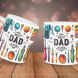 Den bästa pappamuggslindan, sublimeringsdesign för mugg, 11oz och 15oz muggmall, verktygsmuggslindningsmall, direkt digital nedladdning PNG, present till pappa
