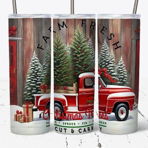Świeże choinki z Farm Fresh Tumbler Wrap, 20oz Skinny Tumbler, Christmas Tumbler Wrap, Xmas Holiday Tumbler Design PNG Plik do natychmiastowego pobrania