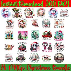 Pacote de Natal PNG, Feliz Natal PNG, Engraçado Natal PNG, Natal Fofo PNG, Pacote de Natal PNG Designs de Sublimação Download Digital