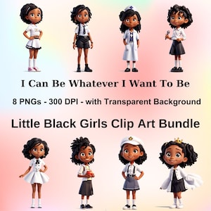 8 つの PNG 小さな黒人少女バンドル、小さな黒人少女 PNG クリップアート バンドル、黒人の子供たち png、アフロ ガール クリップアート、PNG デジタル ダウンロード