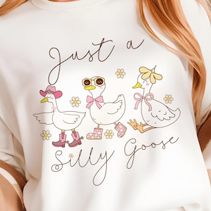 Just A Silly Goose PNG, Funny Goose Meme Shirt, Trendy Cottagecore Sublimation, Retro Goose PNG Digital Download for Shirts, Mugs, Tote Bags