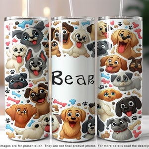 Dog Name 20oz Skinny Tumbler Wrap, Add Your Text Blank Sublimation Design, Pet Lover Digital Download PNG Straight and Taper Wrap, Dog Lover