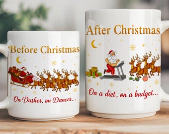 Funny Christmas Mug Wrap PNG, Santa Reindeer Humor Design, 11oz 15oz Holiday Coffee Cup Sublimation Digital Download