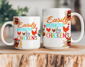 Funny Chicken Mug Wrap, Chicken Lover Mug PNG, Rooster Mug Wrap Sublimation Design PNG, 11oz 15oz Coffee Cup Template, Png Digital Download