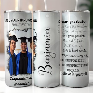 2025 Graduation Tumbler Wrap, Add Your Own Photos Graduation 2025, 20oz Skinny Tumbler Sublimation, Boy Graduation Gift, Senior Tumbler Gift