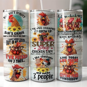 Funny Chicken 20oz Skinny Tumbler Wrap, Farm Life Sublimation Design, Chicken Lover PNG, Chicken Design, PNG Digital Download Tumbler Wrap