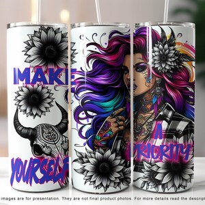 Western Sunflower Daily Affirmations Funny Snarky 20oz Tumbler Wrap, Self Love Sublimation Design Templates PNG, DIGITAL File Download ONLY