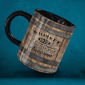 Aged Whiskey Barrel Mug Sublimation Template, Cricut Mug Press, Mug Wrap Design PNG, Coffee Mug Sublimation Design, PNG Digital Download