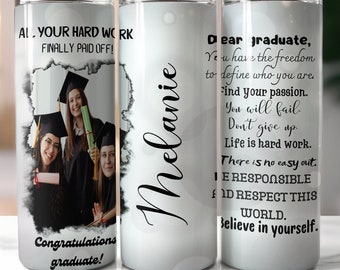 Graduation Tumbler Wrap PNG, Add Your Own Photos Graduation 2026, 20oz Skinny Sublimation, Girl Graduation Gift, Senior Tumbler