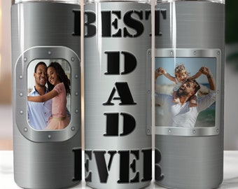 Best Dad Ever Tumbler Wrap, Add Your Own Photos, Dad Photo Tumbler Design, 20oz Skinny Tumbler PNG, Father's Day Gift, PNG Digital Download