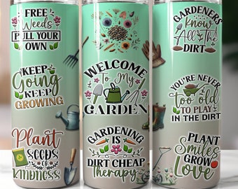 Tuinieren is mijn therapie - Tumbler wrap PNG - Ontwerp voor een smalle 20oz-tumbler, cadeau voor plantenliefhebbers, digitale download voor plantenliefhebster