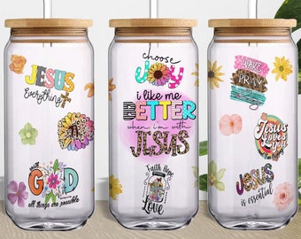Christian Bible Verse 16 oz Glass Tumbler Design (Digital Download)