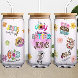 Christian Bible Verse Afirmaciones 16 oz Libbey Glass Can Tumbler Design, Religioso Glass Can Wrap, Christian Glass Can Wrap, Bible Verse