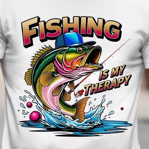 Funny Fishing Is My Therapy PNG Sublimation Design