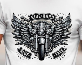 Ride Hard Ride Free PNG, Rider Tshirt Sublimation, Hell Rider Design, Biker Shirt, Digital Download