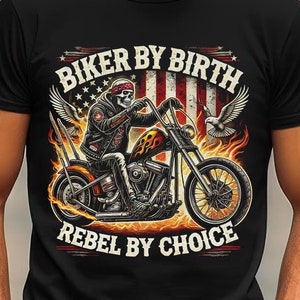 Biker By Birth Rebel By Choice PNG, Rider Skull PNG Sublimation Design, Hell Rider Png, Flaming Skull Design, American Biker PNG Digital