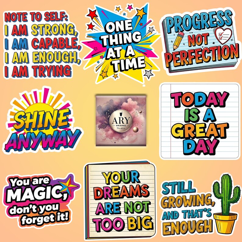 Positive Affirmations Sticker Bundle: Mental Health Self-care (PNG ...