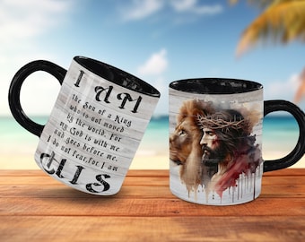 I Am The Son of a King Mug Wrap PNG, Lion of Judah 11oz 15oz Cup Sublimation Design, Christian Jesus Gift, Digital Download