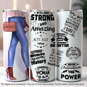 Starke Frau Boss Babe Boss Lady Girl Boss 20 Unzen Skinny Tumbler Wrap PNG, Empowering Tumbler Design Digital Download NUR Inspirational Zitat