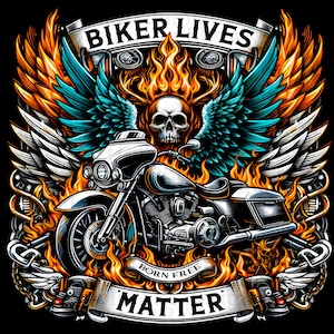 Biker Lives Matter PNG Sublimation Design, Hell Rider Png, Flaming Bike Design, Biker Shirt, Rider Skull PNG, PNG File Digital Download Only