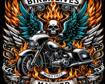 Biker Lives Matter PNG Sublimation Design, Hell Rider Png, Flaming Bike Design, Biker Shirt, Rider Skull PNG, PNG File Digital Download Only