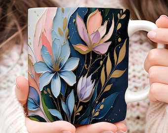 Wildflower Mug Wrap PNG: Floral Coffee Cup Sublimation Design (Digital Download 11oz & 15oz Mugs)