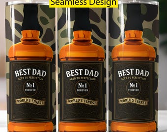 Best Dad Ever 20oz Skinny Tumbler Wrap PNG, Funny Father's Day Tumbler Sublimation Design, Instant Digital Download File Whiskey Bottle Gift