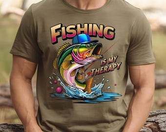 Funny Fishing PNG, Fishing Is My Therap PNG Sublimation Design, Humorous Fishing, Fishing Sublimation Png, Funny Fisher Tee Png File