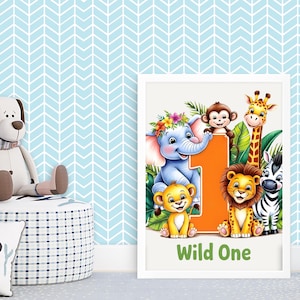 Wild One Safari Birthday PNG: Jungle Animals T-Shirt Transfer (Digital Download)