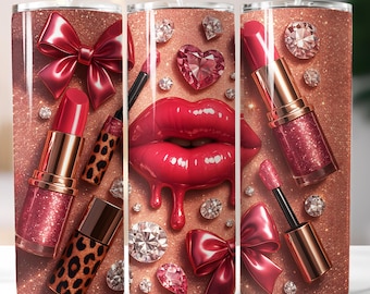 Makeup Tumbler Wrap PNG: Salon Beautician 20oz Skinny Tumbler Sublimation Design (Digital Download)