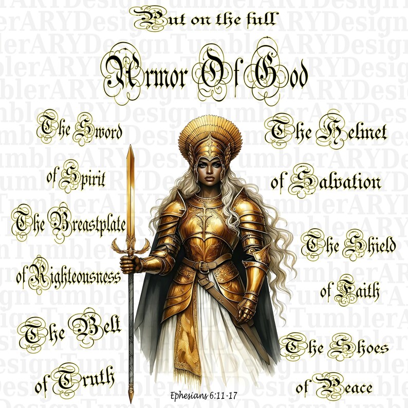 Armor of God PNG Sublimation Design, Black Woman Shirt Design, Bible