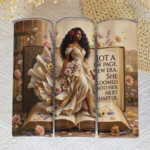 Black Woman 20oz Skinny Tumbler Wrap Sublimation Design, Inspirational Book Tumbler, Black Girl Tumbler PNG Digital Download