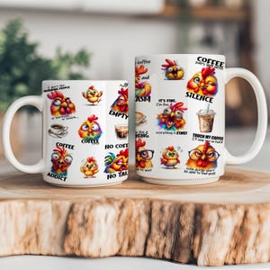 Funny Chicken Mug Wrap, 11oz and 15oz Mug Wrap Sublimation PNG, Instant Digital Download Only, Sassy Mom Mug Design, Chicken Lover Gift Mug